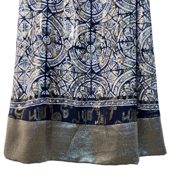 NICOLE MILLER Collection Silk and Lurex Metallic A Line Dress Size 4 - Picture 7 of 16